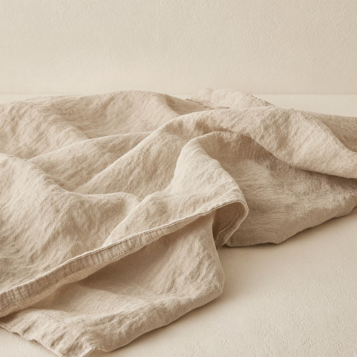Washed natural linen table runner