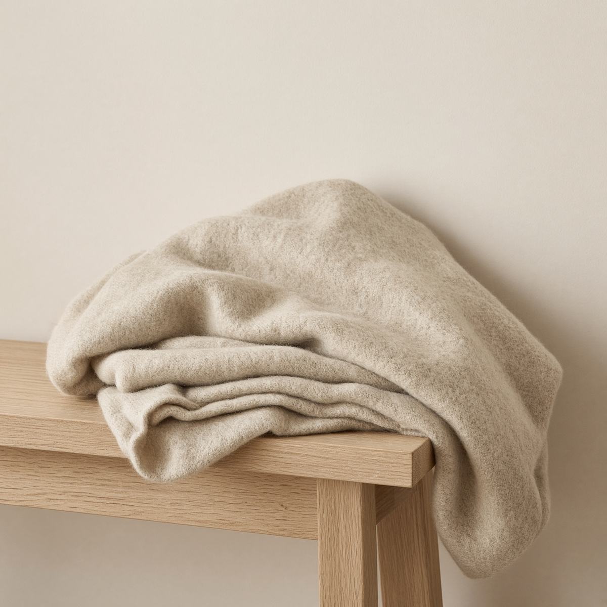 Oat wool throw, folded